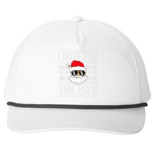 I Do It For The Hos Santa Black Ugly Sweater Christmas Snapback Five-Panel Rope Hat