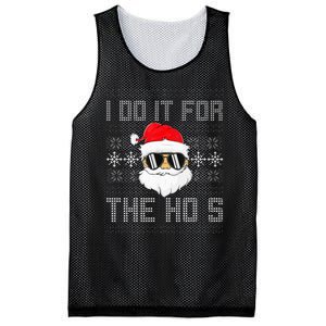 I Do It For The Hos Santa Black Ugly Sweater Christmas Mesh Reversible Basketball Jersey Tank