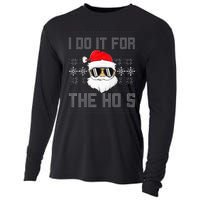 I Do It For The Hos Santa Black Ugly Sweater Christmas Cooling Performance Long Sleeve Crew