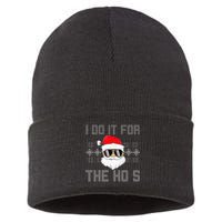 I Do It For The Hos Santa Black Ugly Sweater Christmas Sustainable Knit Beanie