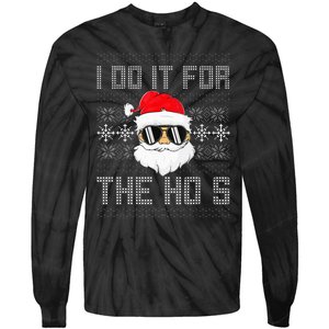 I Do It For The Hos Santa Black Ugly Sweater Christmas Tie-Dye Long Sleeve Shirt