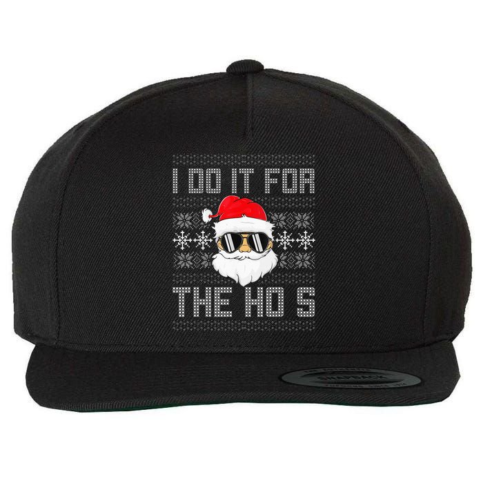 I Do It For The Hos Santa Black Ugly Sweater Christmas Wool Snapback Cap