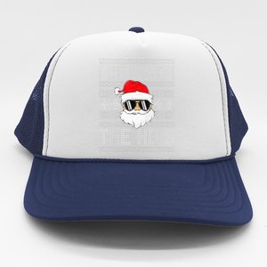 I Do It For The Hos Santa Black Ugly Sweater Christmas Trucker Hat