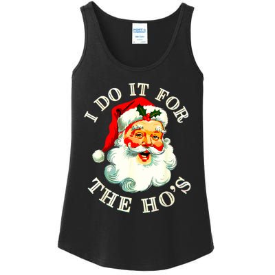 I Do It For The Hos Funny Inappropriate Christmas Santa Face Ladies Essential Tank