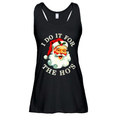 I Do It For The Hos Funny Inappropriate Christmas Santa Face Ladies Essential Flowy Tank