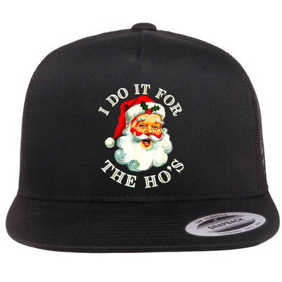I Do It For The Hos Funny Inappropriate Christmas Santa Face Flatbill Hat
