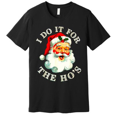 I Do It For The Hos Funny Inappropriate Christmas Santa Face Premium T-Shirt