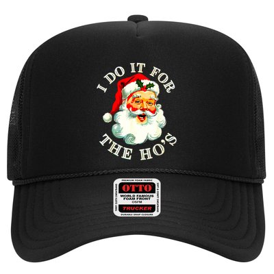 I Do It For The Hos Funny Inappropriate Christmas Santa Face Trucker Hat