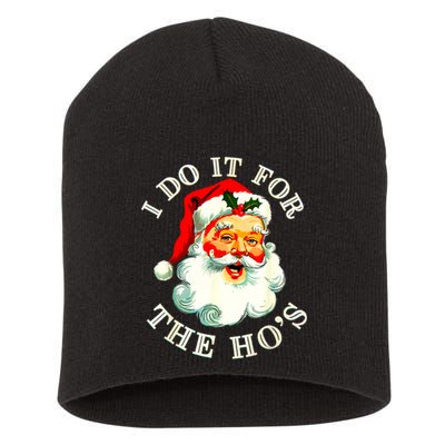 I Do It For The Hos Funny Inappropriate Christmas Santa Face Short Acrylic Beanie