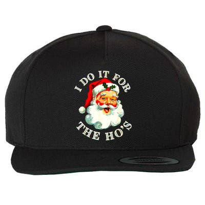 I Do It For The Hos Funny Inappropriate Christmas Santa Face Wool Snapback Cap