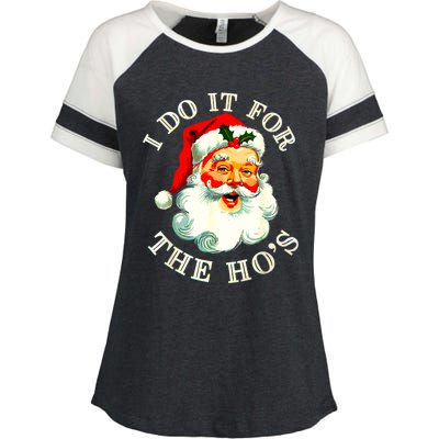 I Do It For The Hos Funny Inappropriate Christmas Santa Face Enza Ladies Jersey Colorblock Tee