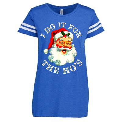 I Do It For The Hos Funny Inappropriate Christmas Santa Face Enza Ladies Jersey Football T-Shirt