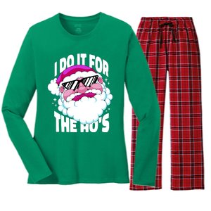 I DO It For The Ho's Funny Santa Claus Women's Long Sleeve Flannel Pajama Set 