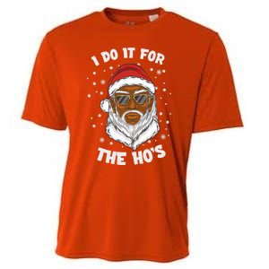 I Do It For The Hos Christmas African American Santa Black Gift Cooling Performance Crew T-Shirt