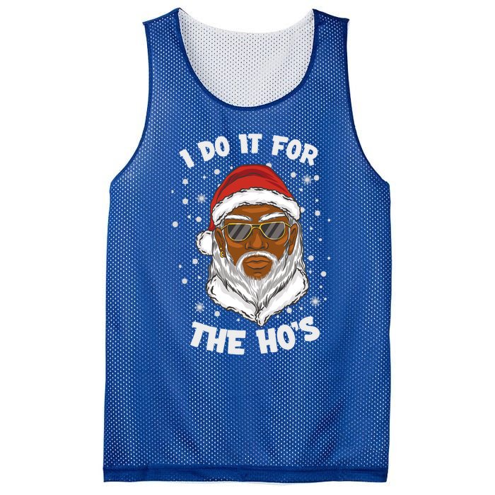 I Do It For The Hos Christmas African American Santa Black Gift Mesh Reversible Basketball Jersey Tank