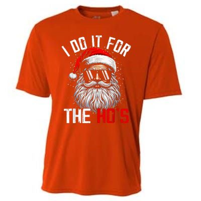 I Do It For The Hos Inappropriate Christmas Santa Face Cooling Performance Crew T-Shirt