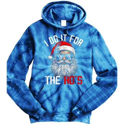 I Do It For The Hos Inappropriate Christmas Santa Face Tie Dye Hoodie