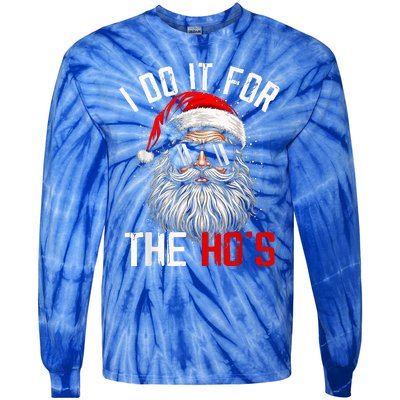 I Do It For The Hos Inappropriate Christmas Santa Face Tie-Dye Long Sleeve Shirt