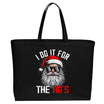 I Do It For The Hos Inappropriate Christmas Santa Face Cotton Canvas Jumbo Tote