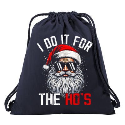 I Do It For The Hos Inappropriate Christmas Santa Face Drawstring Bag