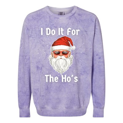 I Do It For The Hos Funny Inappropriate Christmas Santa Colorblast Crewneck Sweatshirt