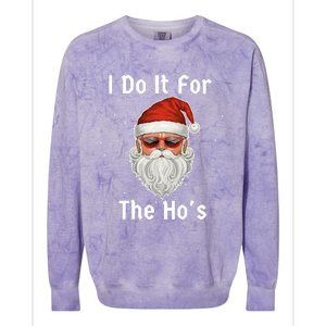 I Do It For The Ho's Funny  Inappropriate Christmas Santa Colorblast Crewneck Sweatshirt