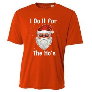 I Do It For The Ho's Funny  Inappropriate Christmas Santa Cooling Performance Crew T-Shirt