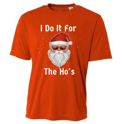 I Do It For The Ho's Funny  Inappropriate Christmas Santa Cooling Performance Crew T-Shirt