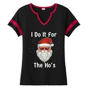 I Do It For The Ho's Funny  Inappropriate Christmas Santa Ladies Halftime Notch Neck Tee