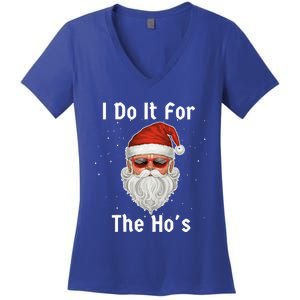 I Do It For The Ho's Funny  Inappropriate Christmas Santa Women's V-Neck T-Shirt