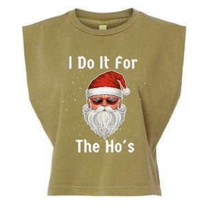 I Do It For The Ho's Funny  Inappropriate Christmas Santa Garment-Dyed Women's Muscle Tee