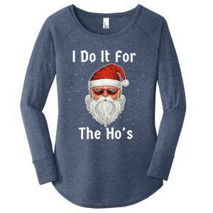 I Do It For The Ho's Funny  Inappropriate Christmas Santa Women's Perfect Tri Tunic Long Sleeve Shirt