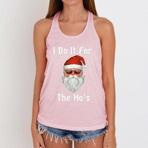 I Do It For The Ho's Funny  Inappropriate Christmas Santa Women's Knotted Racerback Tank