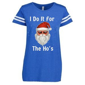 I Do It For The Ho's Funny  Inappropriate Christmas Santa Enza Ladies Jersey Football T-Shirt