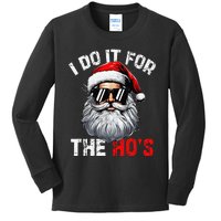 I Do It For The Hos Funny Inappropriate Christmas Santa Face Gift Kids Long Sleeve Shirt