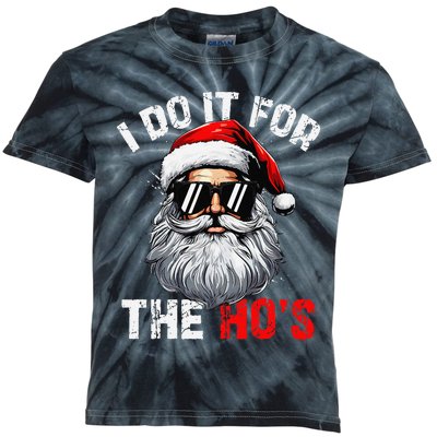 I Do It For The Hos Funny Inappropriate Christmas Santa Face Gift Kids Tie-Dye T-Shirt