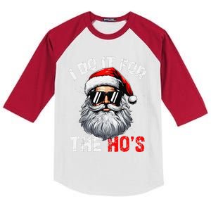 I Do It For The Hos Funny Inappropriate Christmas Santa Face Gift Kids Colorblock Raglan Jersey