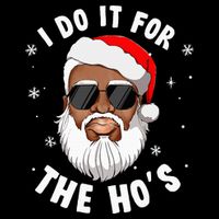 I Do It For The Hos Christmas African American Santa Black Doggie Tank