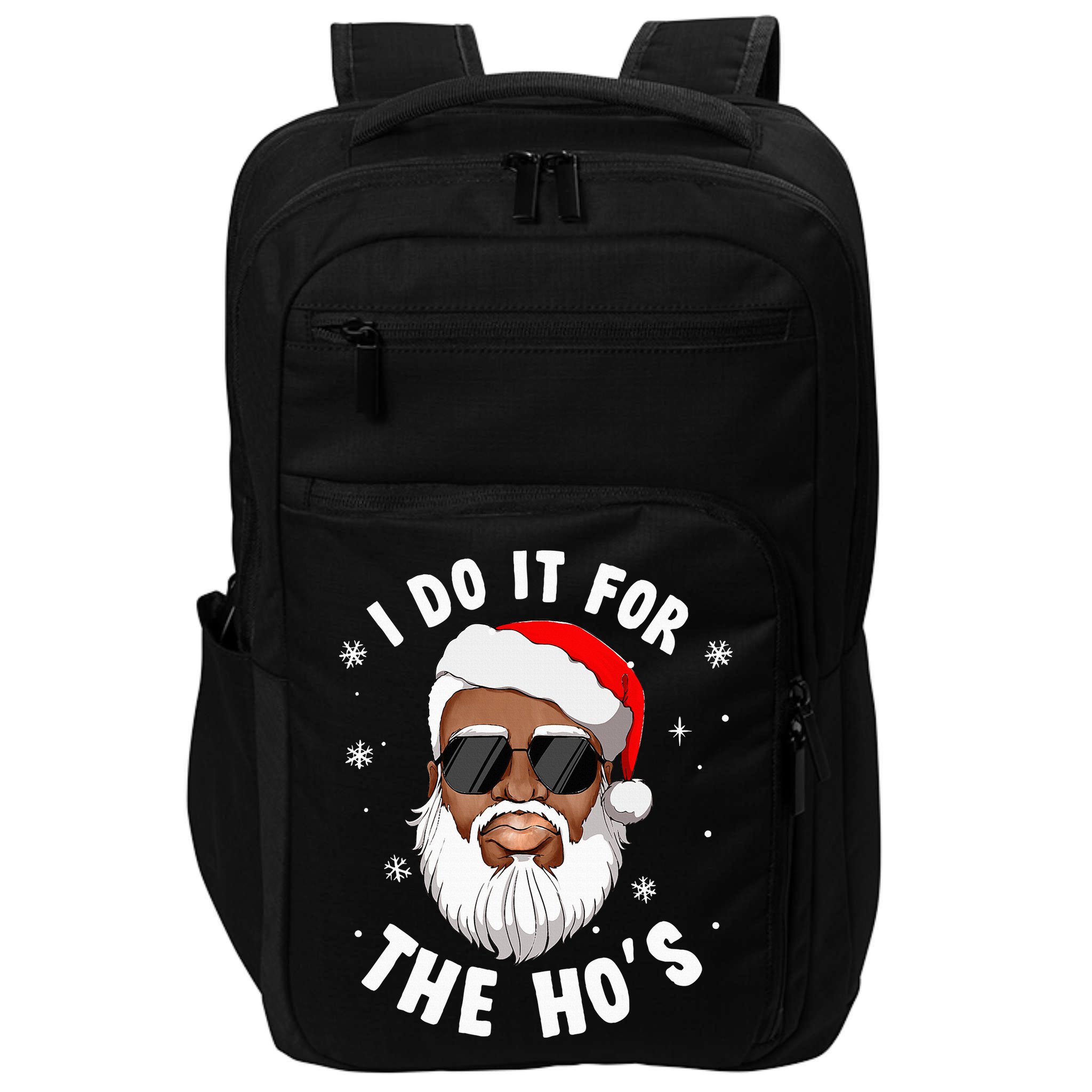 I Do It For The Hos Christmas African American Santa Black Impact Tech Backpack