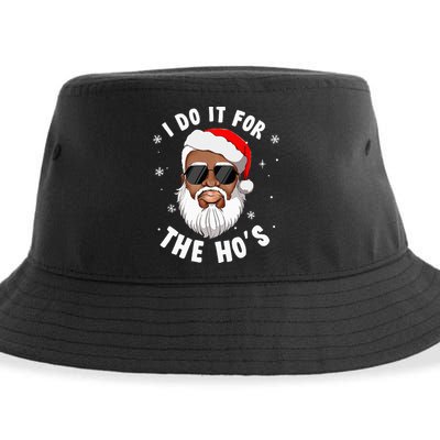 I Do It For The Hos Christmas African American Santa Black Sustainable Bucket Hat