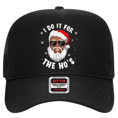 I Do It For The Hos Christmas African American Santa Black Hat