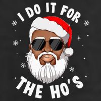 I Do It For The Hos Christmas African American Santa Black Hat