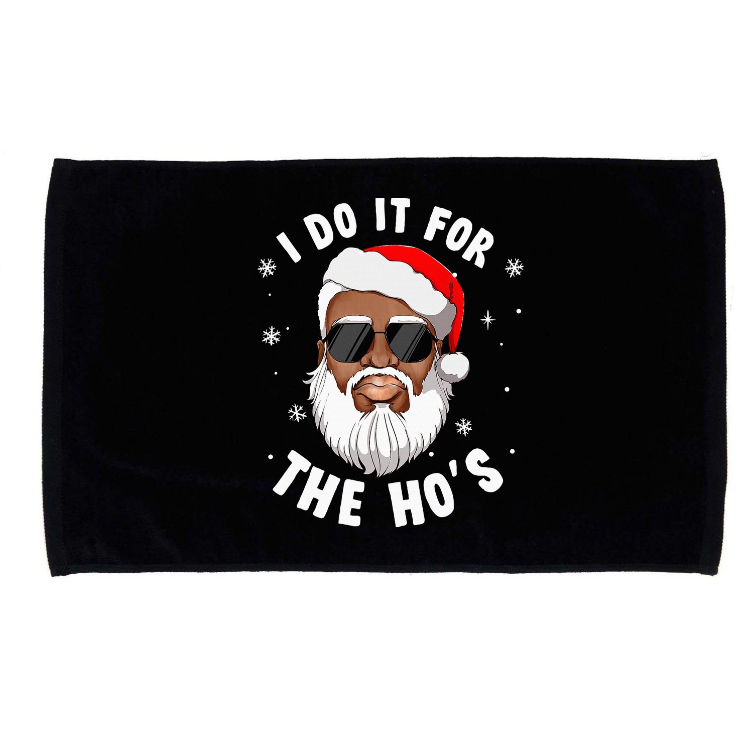 I Do It For The Hos Christmas African American Santa Black Microfiber Hand Towel