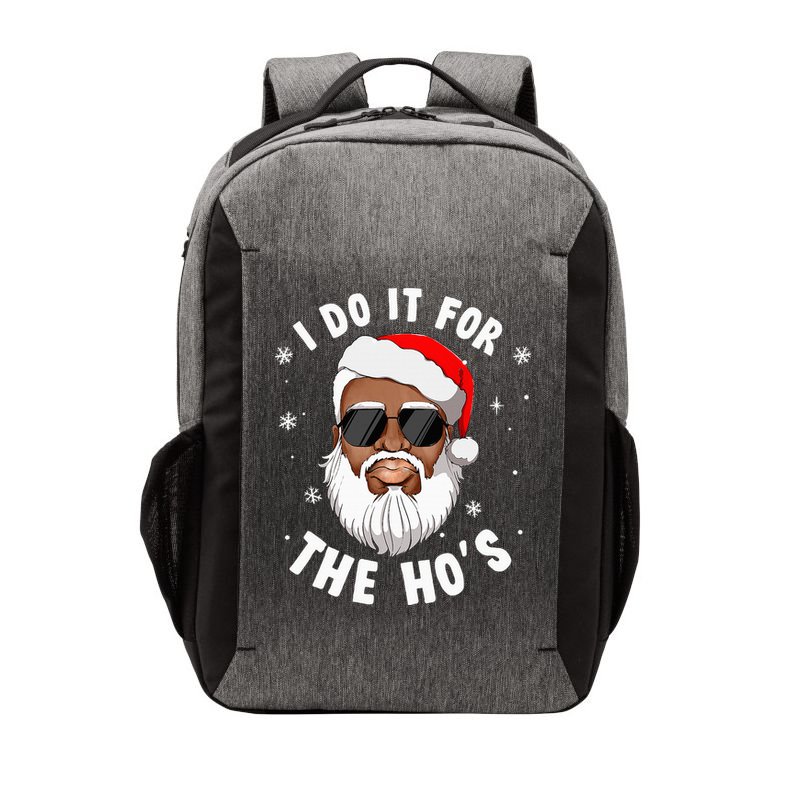 I Do It For The Hos Christmas African American Santa Black Vector Backpack