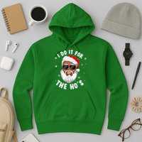 I Do It For The Hos Christmas African American Santa Black Hoodie