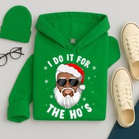 I Do It For The Hos Christmas African American Santa Black Hoodie
