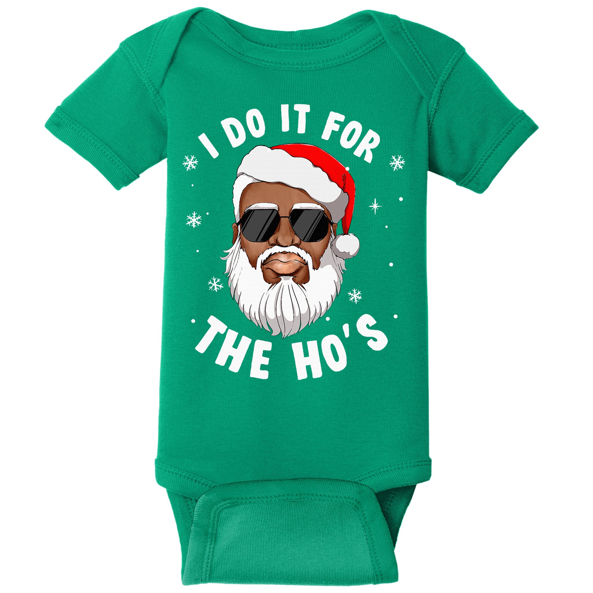 I Do It For The Hos Christmas African American Santa Black Baby Bodysuit