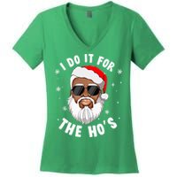 I Do It For The Hos Christmas African American Santa Black Women's V-Neck T-Shirt