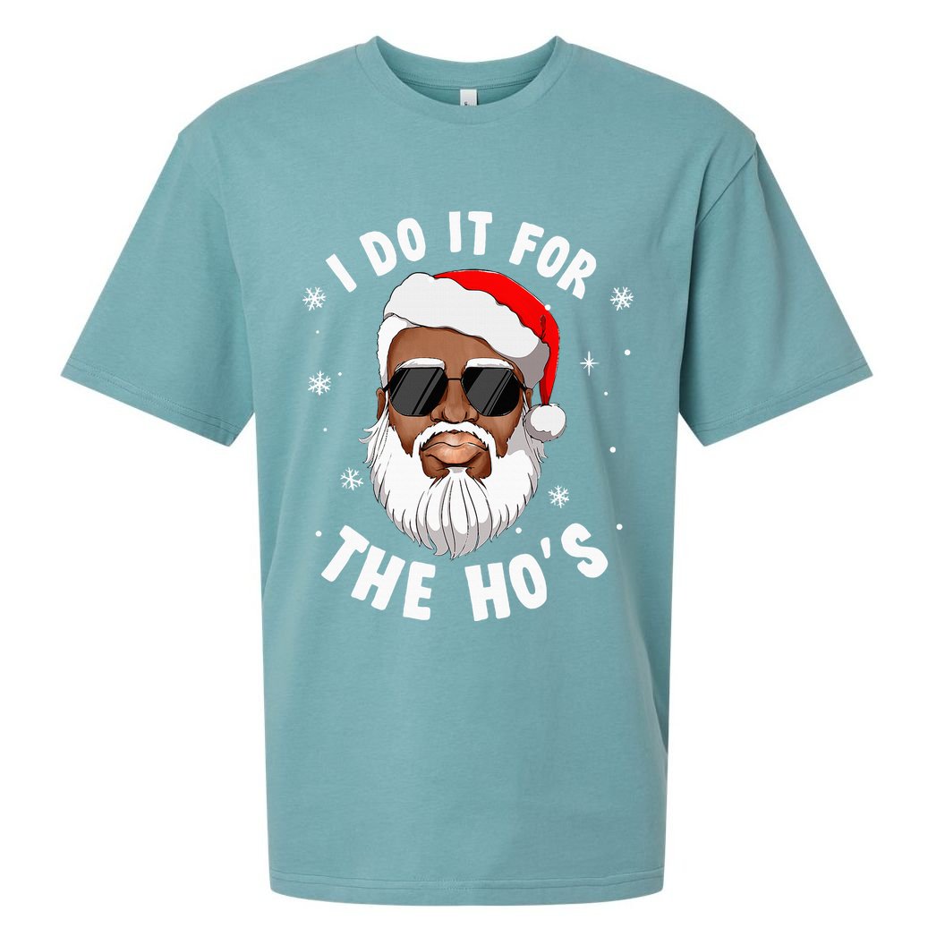 I Do It For The Hos Christmas African American Santa Black Sueded Cloud Jersey T-Shirt