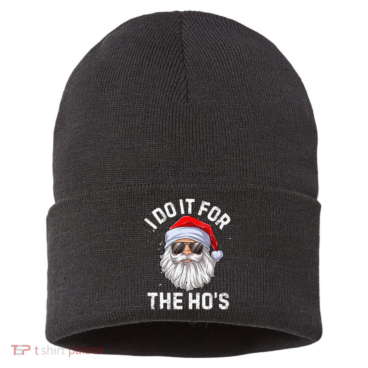 I Do It For The HoS Funny Inappropriate Christmas Short Sleeve Santa Sustainable Knit Beanie